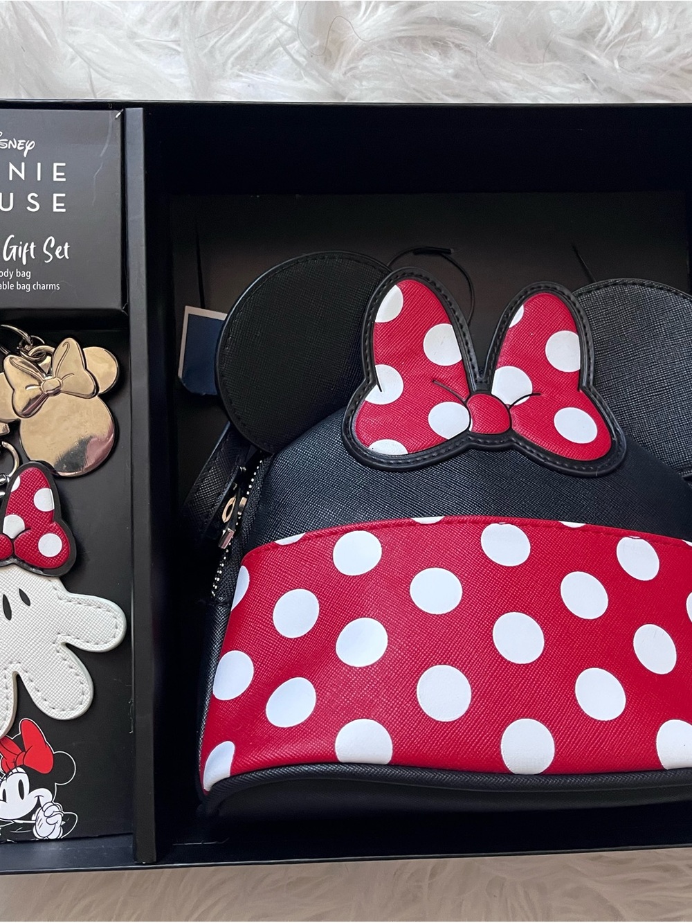 Disney Minnie Mouse Red & White Polka Dot Kids Crossbody Bag with Black Ears. I
